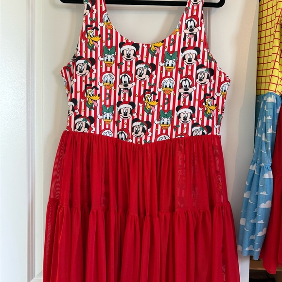 Disney Dresses & Skirts - Disney Christmas Mickey Red Striped Tank & Red Tulle Skirt Dress Athletic Dress